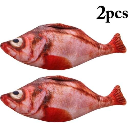 2PCS Fish Cat Toy Creative Realistic Plush Catnip Toy Cat Chew Toy Pet Bite Toy