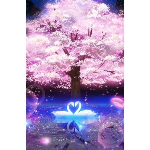 JMINE Div 5D swan Cherry tree river Full Diamond Painting cross stitch kits art High Quality Scenic 3D paint by diamonds