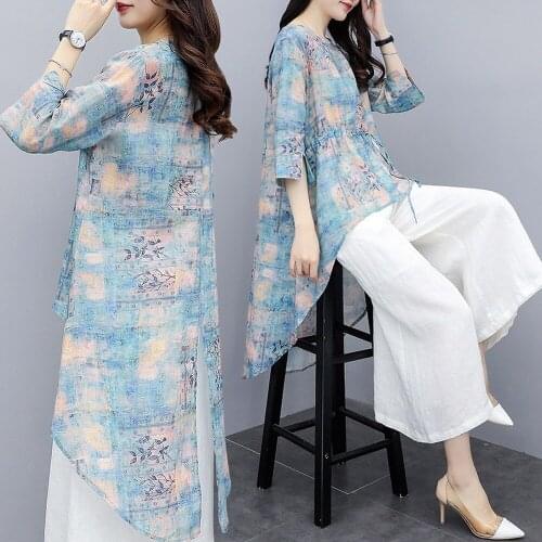 Jospoo Plus Size Cotton and Linen Women Sets Two Piece Set Casual Blouse & Loose Pants Fashion Suits 2020 New Summer Clothes
