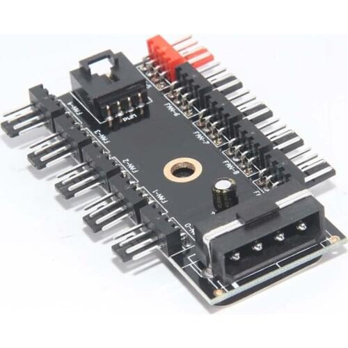 SATA PWM FAN HUB 1 to 10 Ways 4Pin IDE Computer Temperature Control Speed Cooling 3pin/4pin Fan Hub With PWM Power supply Cable