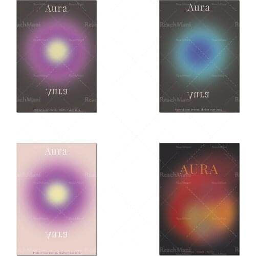 Red blue halo spirit poster printing wall art, aura poster printing, gradient typesetting artwork poster printing, performance m