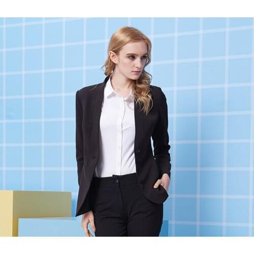 Hot Selling Fashion Elegant Business Formal Office Suits 2015 Custom made Women Black Blazer Suit