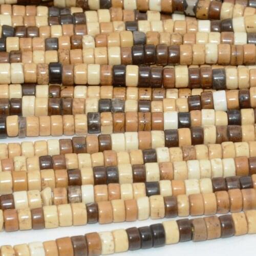 Natural Wood Petrified Jasper Irregular Heishi / Flat Tube Beads / Wheel Beads 4mm, Thickness About 2mm