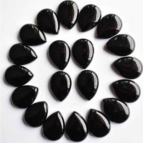 Wholesale 20pcs/lot Fashion good quality natural black onyx drop CABOCHON no hole beads 25x18mm for jewelry making free shipping