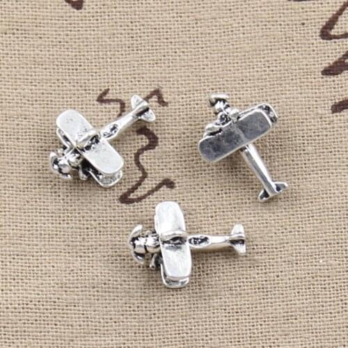 8pcs Charms Airplane Plane Biplane 19x9x13mm Antique Making Pendant fit,Vintage Tibetan Silver color,DIY Handmade Jewelry
