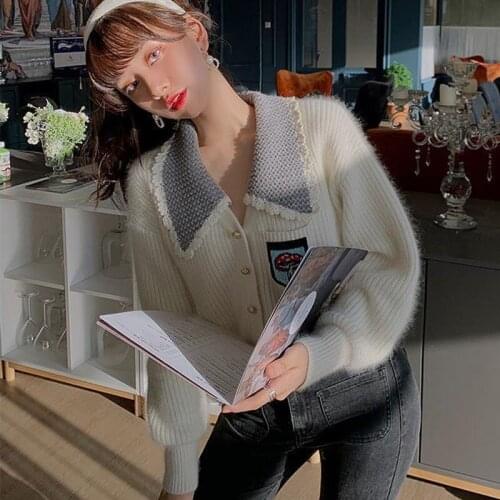 Furry Cardigan Knitted Women Single Breasted Sweaters Cardigans 2020 Autumn Winter Korean Faux Fur Coat Loose Ladies Elegant