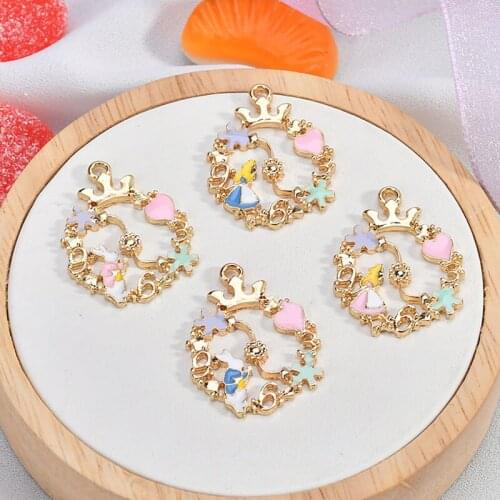 Diy jewelry making 30pcs/lot girls/hearts/rabbits decoration rounds garlands shape alloy floating locket pendants charms