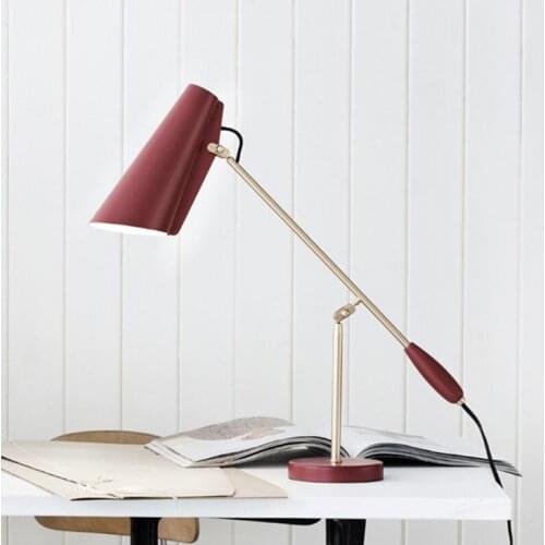 Modern Creative Metal Red Table Lamp Bar Villa Hotel Home Living Room Study Art Bedside Bedroom Decor Desk Light TA249