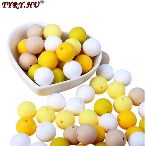 TYRY.HU 100pc 15mm Baby Can Chew Mix Color Silicone Beads Silicone Safe Toys For Pacifier Chain BPA Free DIY Jewerly Making