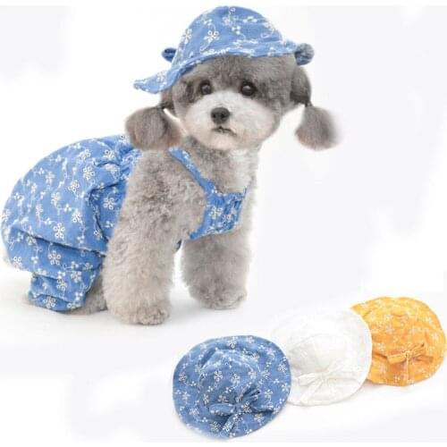 Comfortable Cute Dog Caps for Small Dogs Cotton Printing Puppy Accessories for Teedy Hiromi Chihuahua Floral Sweet Cap with Dogs