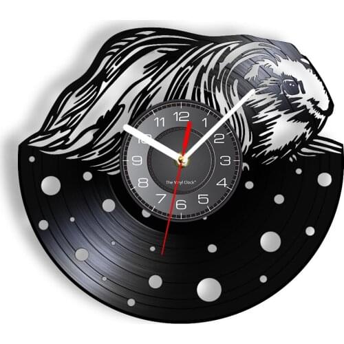 Guinea Pig Cavy Vinyl Wall Clock Cute Pet Cavia Cobaya Animal Wall Clock Laser Etched Artwork Retro Home Decor DIsk Handicraft