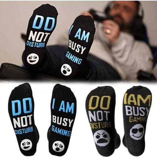 Funny Unisex Home Gift Do Not Disturb I Am Busy Gaming Gaming Letter Non-slip Ankle Sock Funny Gift Compression Socks