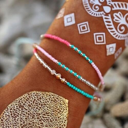 Bohemian Friendship Bracelet For Women Ethnic Colorful Beaded Stack Bracelet Adjustable Length Girls Beach Party Gift