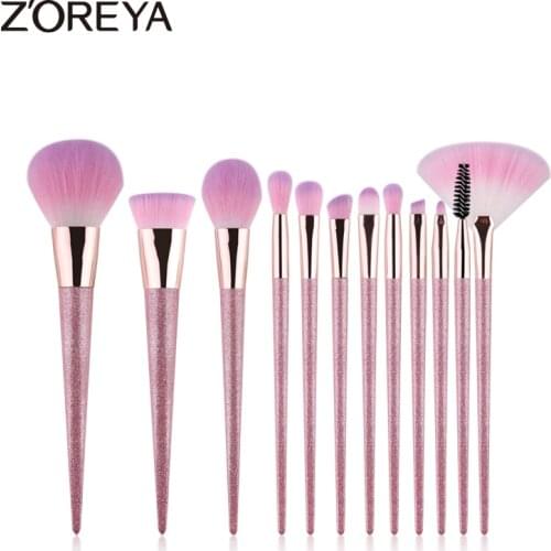 ZOREYA 12Pcs High-Quality Cosmetic Tool Kit Soft Makeup Brushes Set Eye Shadow Powder Foundation Eyebrow Blending Beauty Brush