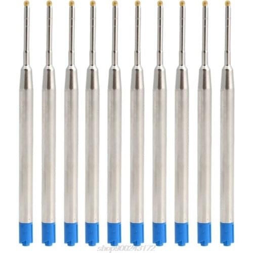 10pcs Universal Standard Style Blue Ink 1MM Medium Nib Ball Point Pen Refills M25 21 Dropship