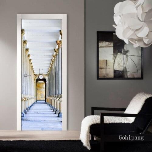 2Pcs/set Landscape Door Sticker Pvc Self-Adhesive Waterproof 3D Removable Home Decor Wine Shelf Decals Diy Wall Mural Sticker