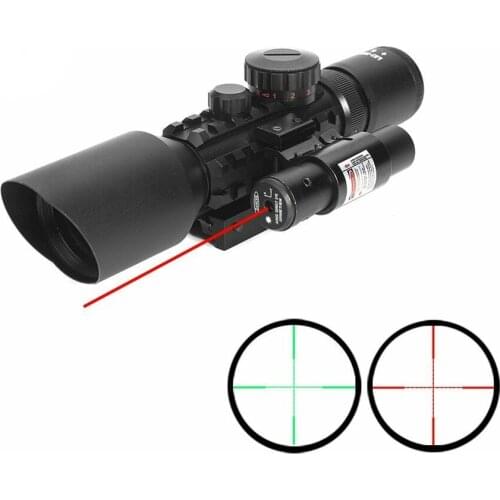 3-10x42EG Hunting Scope Tactical Optics Reflex Sight Riflescope Picatinny Weaver Mount Red Green Dot With Red Laser Rifle Scope