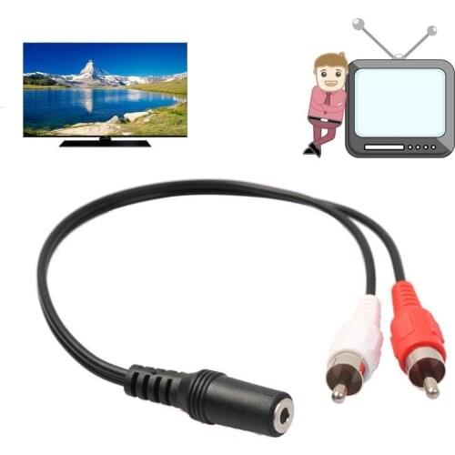 3.5mm Stereo Female To 2 Male RCA Jack Adapter Aux Splitter Audio Cable Y J7Y6