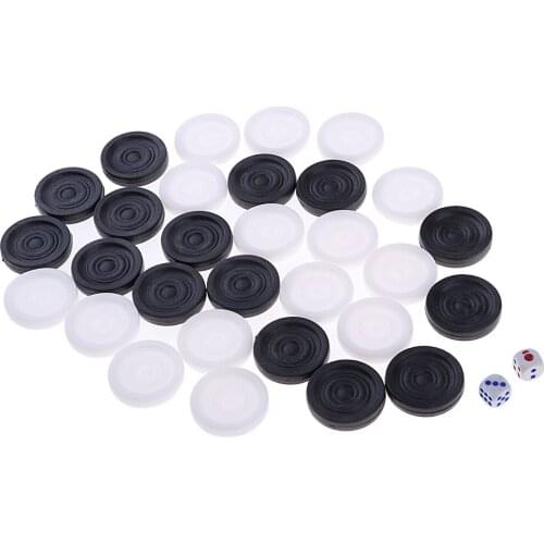 32pcs Plastic Backgammon Chess Pieces Chessman 35mm for Adults Kids Board Game Accessories