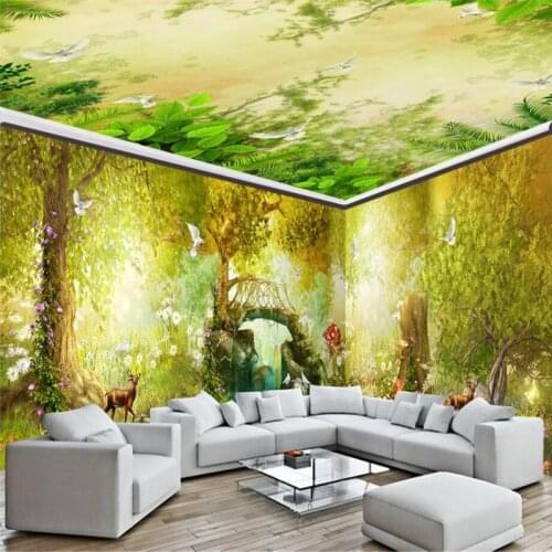 Beibehang Dream fairy tale forest bridge house 3D photo wallpaper large sofa bedroom TV backdrop 3D mural wall paper living room