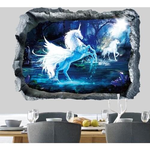 7240 Removable Wall Sticker Unicorn Living Room Bedroom TV Background Wall Simple Nordic Wallpaper Sticker Self-adhesive