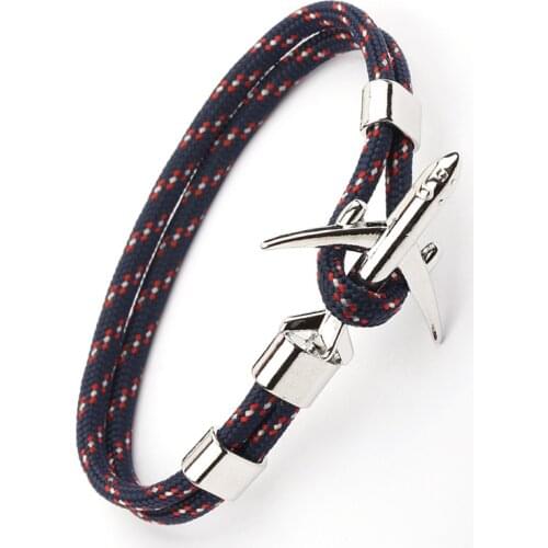 Airplane Aircraft-Anchor Bracelets Men Women Charm Nautical Survival Rope Chain Paracord Bracelet Male Wrap