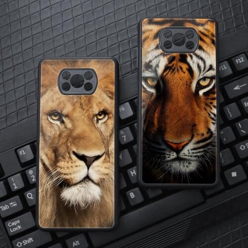 Leopard Tiger Lion Camera Protection Phone Cases For Xiaomi POCO M3 X3 NFC F2 Pro X2 Woodland Animals Back Covers Men Hard Black