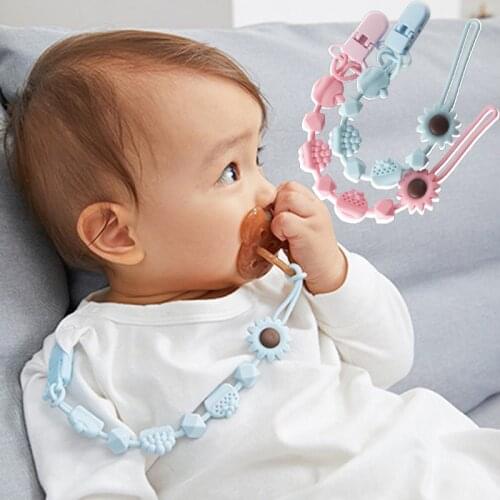 Baby Pacifier Holder Clips Chain Silicone Cute Pacifier Chains Newborn Pendant Nursing Teething Gift Appease Teether Chain