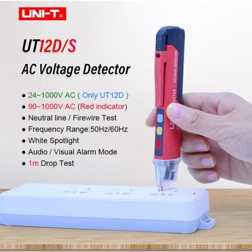 UNIT UT12D/UT12S AC Voltage Detector Non Contact Pen Tester Electric Sensor Voltage Meter Current Test Pencil A 24V/90V~1000V