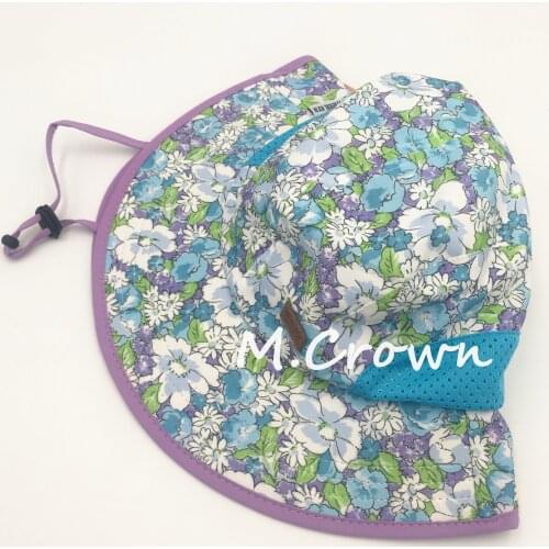 Kids Girls New 100% Polyester Sublimation Print Bucket UV Protection Cap with Mesh Linings