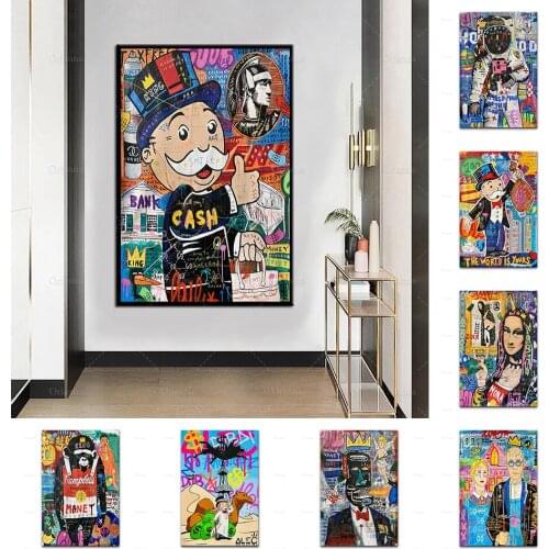 Alec Monopoly Graffiti Wall Art Money Paintings on The Wall Art Posters Prints Abstract Modern Art Wall Pictures Home Decoration