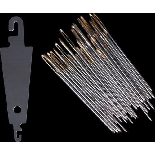 16/30pc Leather Craft Sewing Needle Round Head Blunt Pint Pointed Prism Sharp Tool Embroidery Stitching Gold Tail Big Eye Needle