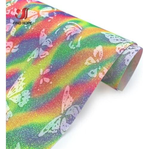 PU Leather Sewing Fabric Vinyl Butterfly Colorful Fine Glitter Shiny DIY Brooch Hair Bow Earring Handmade Material Sheet /roll