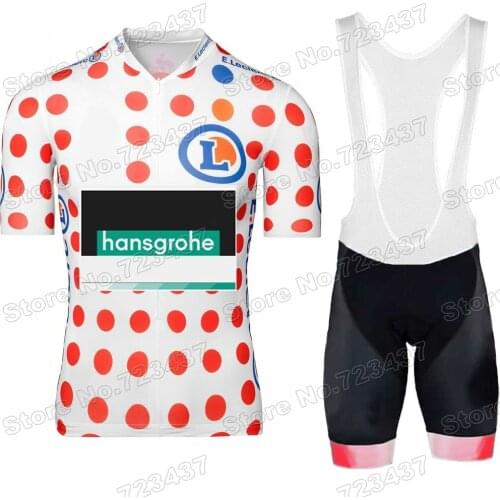 2021 Boraful Hansgrohe Cycling Jersey Set France Tour Polka dot Cycling Clothing Men Road Bike Suit Bicycle Bib Shorts Maillot