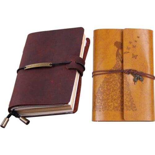 Leather Travel Journal Notebook for Men & Women 5.2 x 4 Inches - Red Wine & Refillable Notebook Journals,A6 Leather Bound Travel
