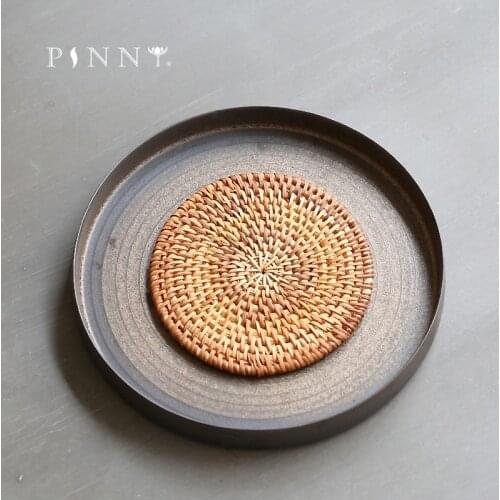 PINNY Round Retro Rust Glaze Tea Tray Porcelain Kung Fu Tea Pot Bearing Pigmented Tea Ceremony Set Ceramic Tea Accessories