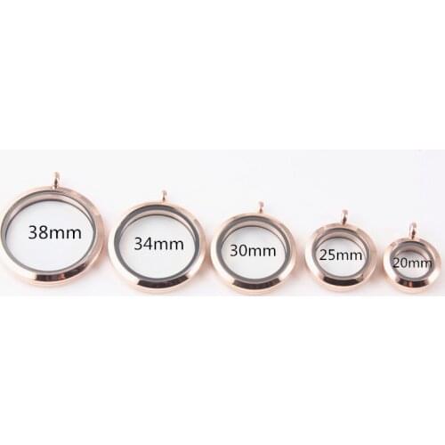 Round Water Proof Floating Locket Rose Gold 316L Stainless Steel Plain Twist Screw Floating Glass Locket Pendant For DIY Jewelry