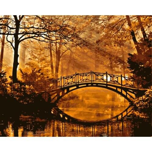 MaHuaf-i083 painting by numbers landscape antumn bridge Acrylic picture wall art canvas painting home decor unique gift 40x50cm