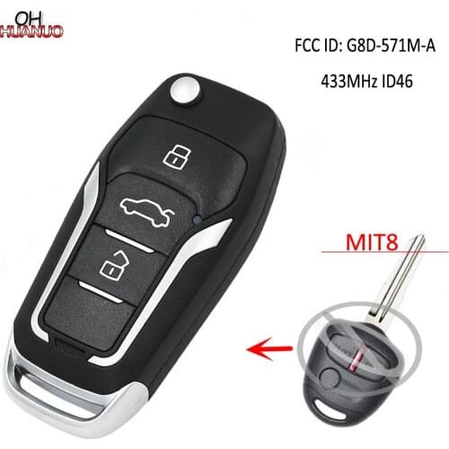 Upgraded Flip Remote Car Key Fob 433MHz ID46 for Mitsubishi Pajero NS and NT Series 11/2006 - 2014 FCC ID: G8D571MA