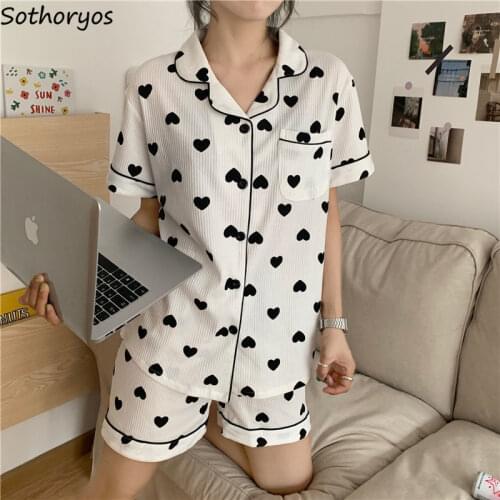 Women Pajama Sets Sleepwear High Quality Soft Loose Korean Style Trendy Sweet Girls Home Lounge Summer Teenagers New-arrival Hot