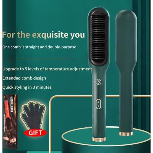Professional Electric Hair Straightener Curler Combo Ceramic Hair Straightening Curling Irons Hot Comb Hair Dryer Styler Brush