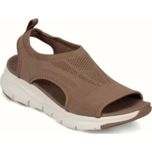 Sandals Womens Mesh Thick-soled Soft-soled Casual Sports Womens Shoes Flat-bottom Flying Woven Fish Mouth Shoes Women