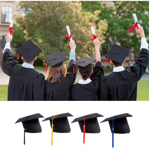 School Graduation Party Tassels Cap Mortarboard University Bachelors Master Doctor Academic Hat New Black Mortar Board