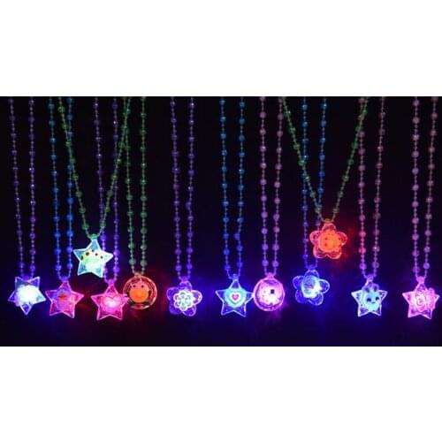 LED Light Up Cartoon Pendants Necklace Christmas Kids Adults Party Favors Creative Luminous Glow Necklaces Acrylic Lanyard gift