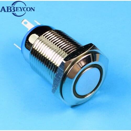 TY 1635Z 16mm latching Flat round ring type waterproof IP67 12V led switch