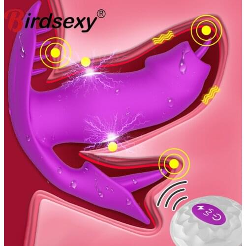 Vagina Tongue Licking Vibrator Female Wearable Dildo Vibrator Clitoris Stimulator Anal Massage Oral Sex Toy for Women Masturbate