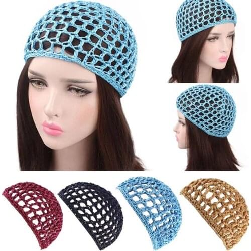 Female mesh hair net handmade crochet hat solid color multi-color choice popular leisure hair care sleeping cap hair net hat net