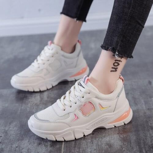 2020 Spring Autumn Fashion Women Casual Shoes Light Breathable walking shoes Platform Woman Chunky Sneakers Ladies Sports White