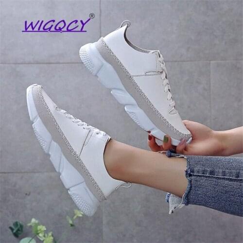 Lace-Up platform sneakers woman 2019 Spring Autumn shoes women Fashion Mixed Colors Patchwork Casual ladies shoes White sneakers