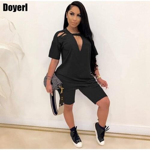 Casual Two Piece Set for Women Clothing Sets Summer Short Suits T-shirts and Biker Shorts Women 2 Piece Outfits Matching Sets